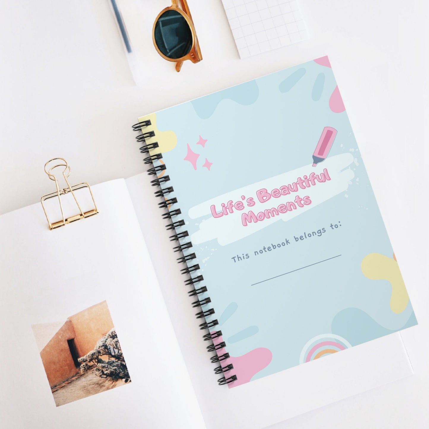 Spiral Notebook Ruled Line Journal Notebook Stationery Gift Durable Cover 6x8 inches - Life's Beautiful Moment