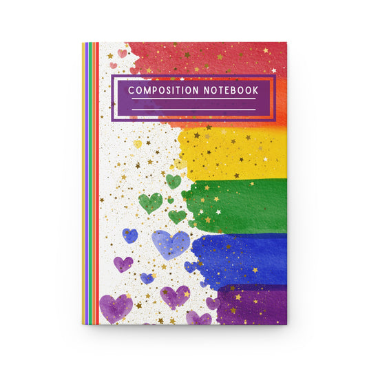 Rainbow and Hearts Pride: Hardcover Matte Journal