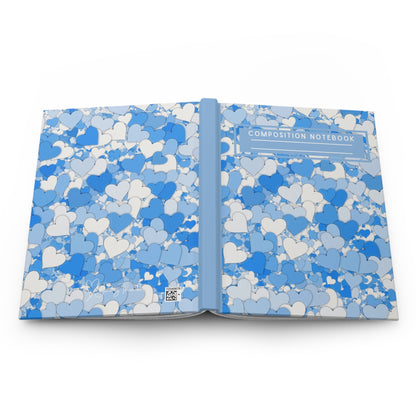 Enchanting Blue Hearts: Hardcover Matte Journal