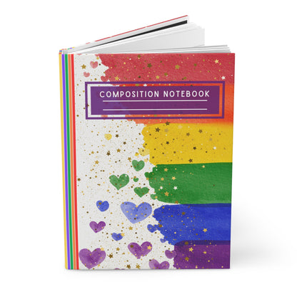 Rainbow and Hearts Pride: Hardcover Matte Journal