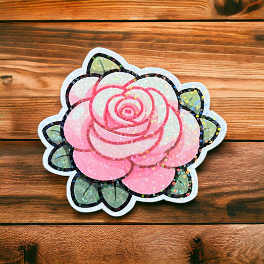 Pink Rose Holographic Sticker