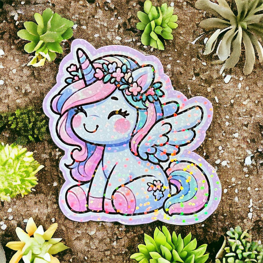 Chibi Unicorn Kawaii Holographic Sticker