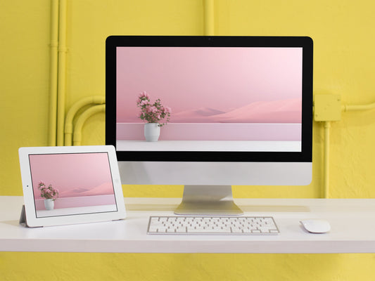 Pink Desert Digital Wallpaper - Floral Desktop Background, Modern Aesthetic, Tranquil Oasis Theme for Computer & Laptop Screens