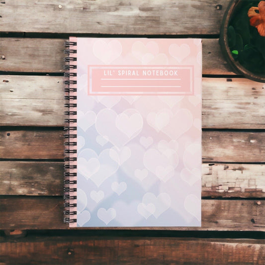 Spiral Notebook Ruled Lines Journal Notebook Stationary Gift Durable Cover 6x8 Inches Lil' Pastel Hearts